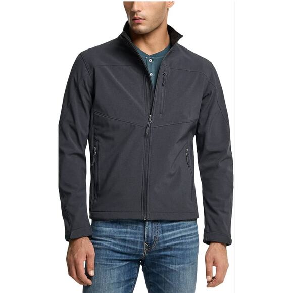 TSLA Men's Softshell Graphite Gray Full Zip Medium Jacket Water-Resistant Fleece - Picture 1 of 13